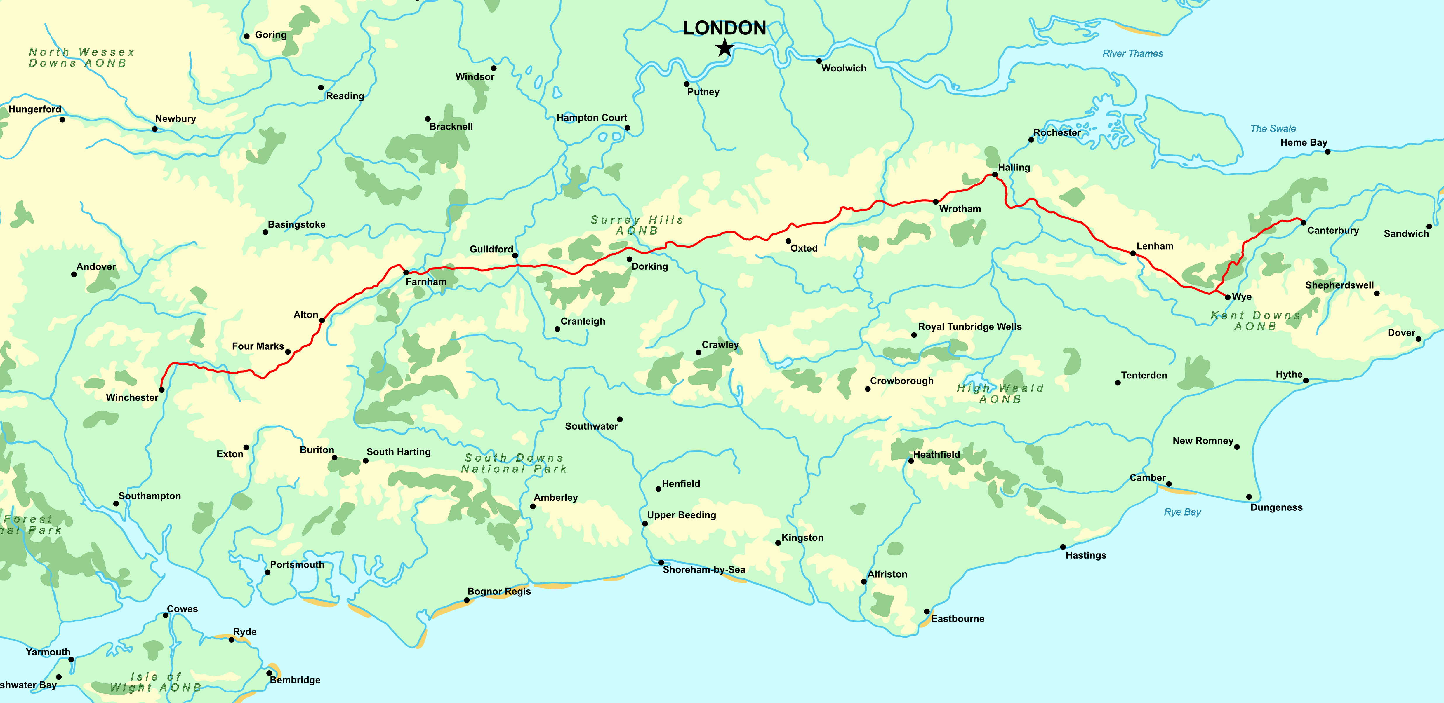 Pilgrims' Way map